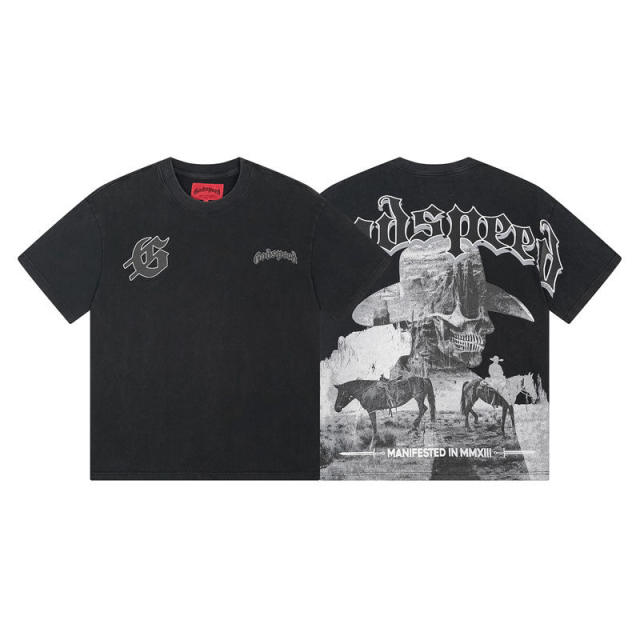 Godspeed Skull Cowboy T-Shirt Black