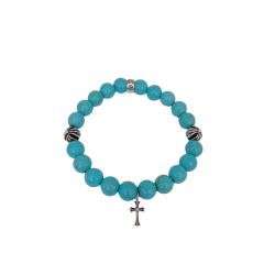 Obsidian Turquoise Cross Beaded Bracelet 7 colors