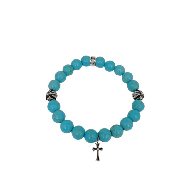 Obsidian Turquoise Cross Beaded Bracelet 7 colors