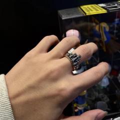 1:1 quality version pure silver-Crown Cross ring