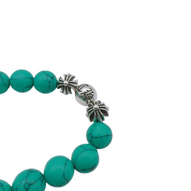 Natural turquoise silver bead bracelet