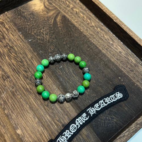 White Turquoise & Wire Green Silver Bead Bracelet 2 colors