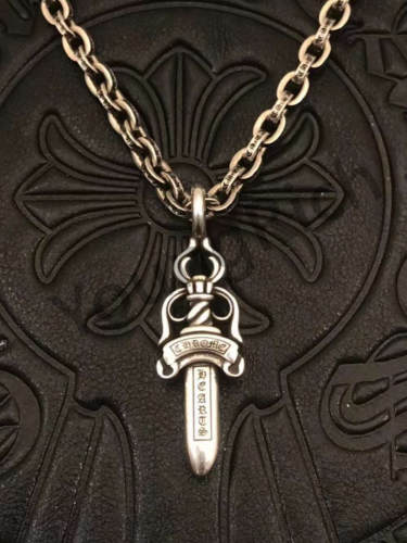 1:1 quality version Pure Silver Reversible Sword Letter Chain Necklace