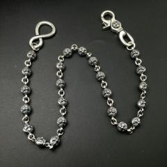 Pure Silver Crossed Flower Ball Buckle Waist Pants Chain