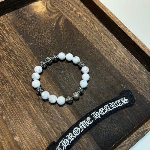 White Turquoise & Wire Green Silver Bead Bracelet 2 colors