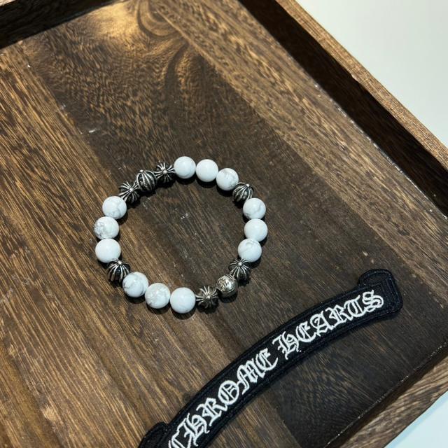 White Turquoise & Wire Green Silver Bead Bracelet 2 colors
