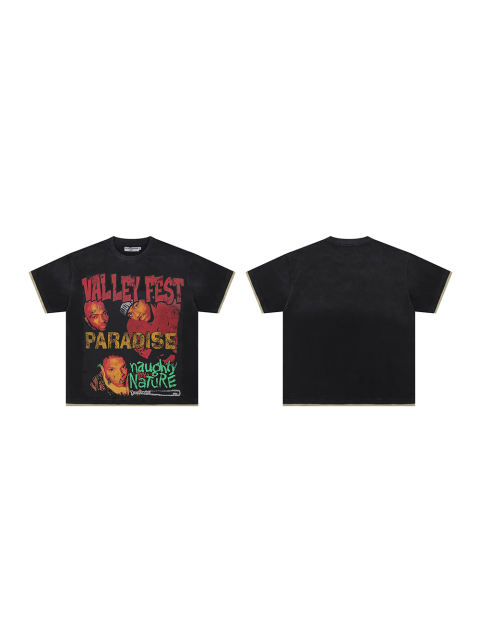 Vale Forever Cracked Portrait Letter Print Washed Version Tee