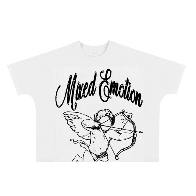 Mixed Emotion Front and back diamond cupid print Tee 2 colors