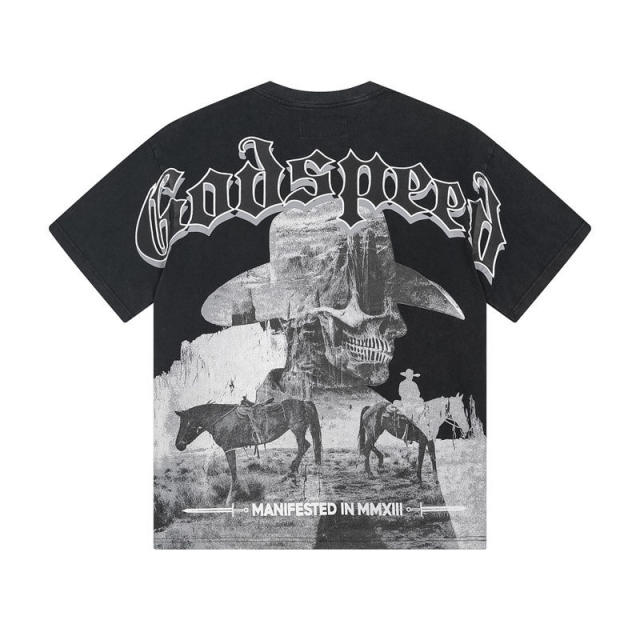 Godspeed Skull Cowboy T-Shirt Black
