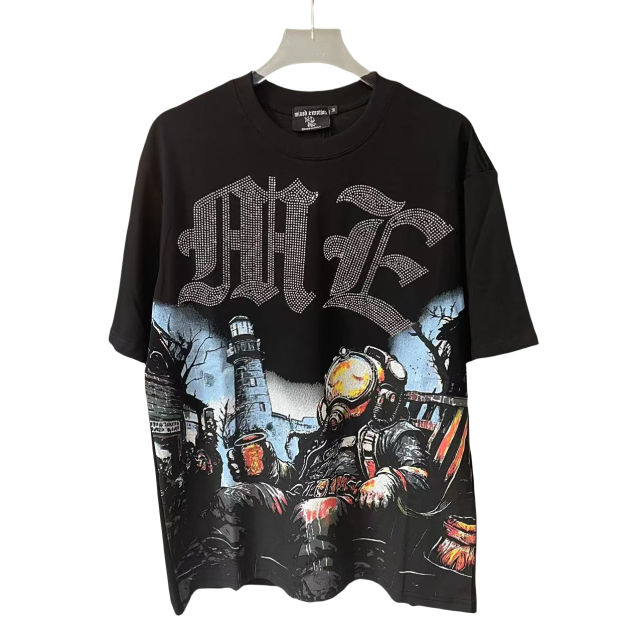Mixed Emotion Rhinestone Monogram Astronaut Print Tee