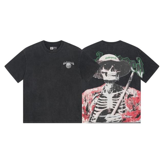 Godspeed Skull Farmer T-Shirt White Black