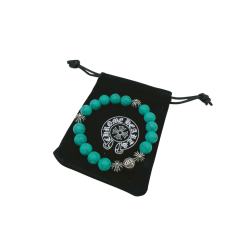 Natural turquoise silver bead bracelet
