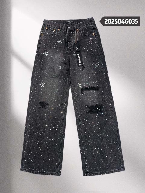 1:1 quality version Purple Diamond Flower Wide Leg Jeans