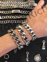 1:1 quality version Pure Silver Lobster Clasp Cross Large Bracelet