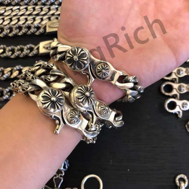 1:1 quality version Pure Silver Lobster Clasp Cross Large Bracelet
