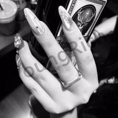 1:1 quality version Pure Silver KT Quadrilateral Couple's Finger Ring