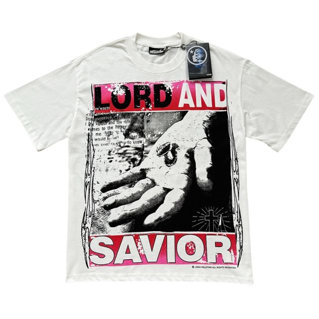 Hellstar Savior Letter Cross Print Tee