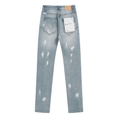 Purple White Paint Splattered Jeans