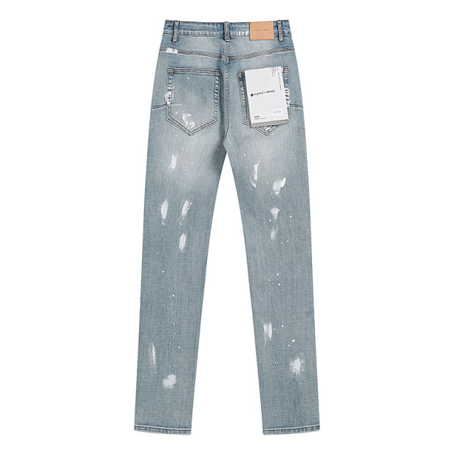 Purple White Paint Splattered Jeans