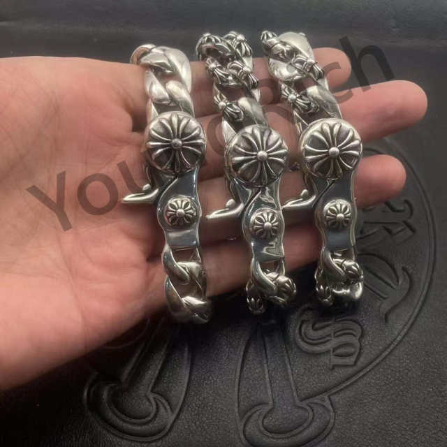 1:1 quality version Pure Silver Lobster Clasp Cross Large Bracelet