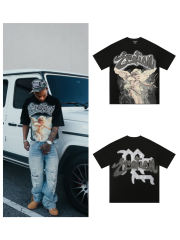 Mixed Emotion Front and back rhinestone angel print Tee