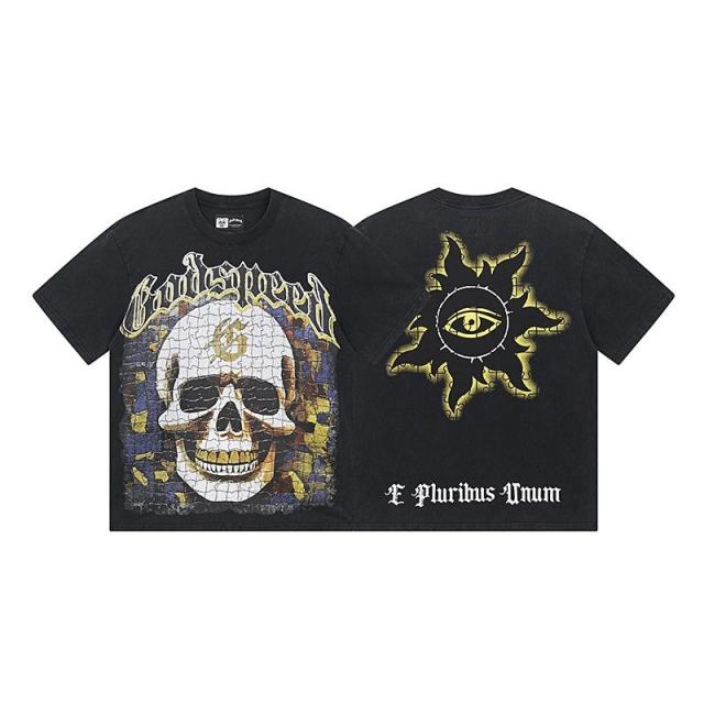 Godspeed Skull Puzzle T-Shirt Beige Black