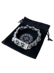 Double Cross Pin Smooth Cuban Bracelet