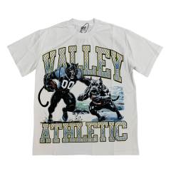 Vale Forever Diamond Encrusted Monogrammed Cat & Dog Battle Print Washed Version Tee