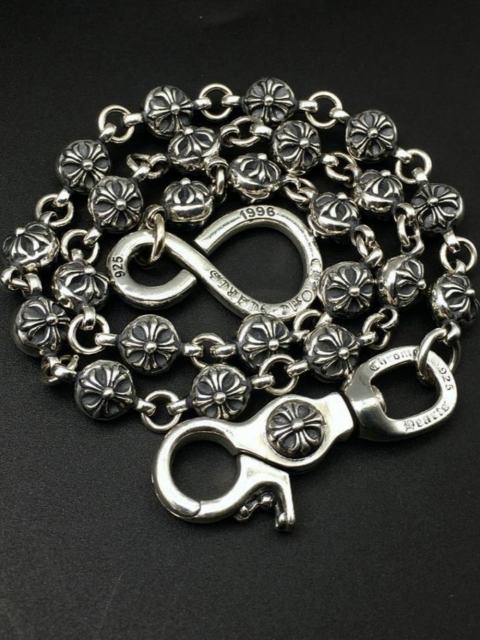 Pure Silver Crossed Flower Ball Buckle Waist Pants Chain