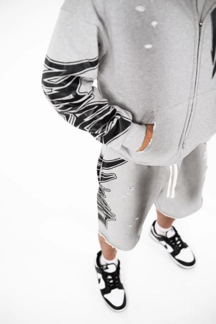 Mixed Emotion Side Letter Print Vintage Cut-Off Shorts