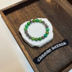 White Turquoise & Wire Green Silver Bead Bracelet 2 colors