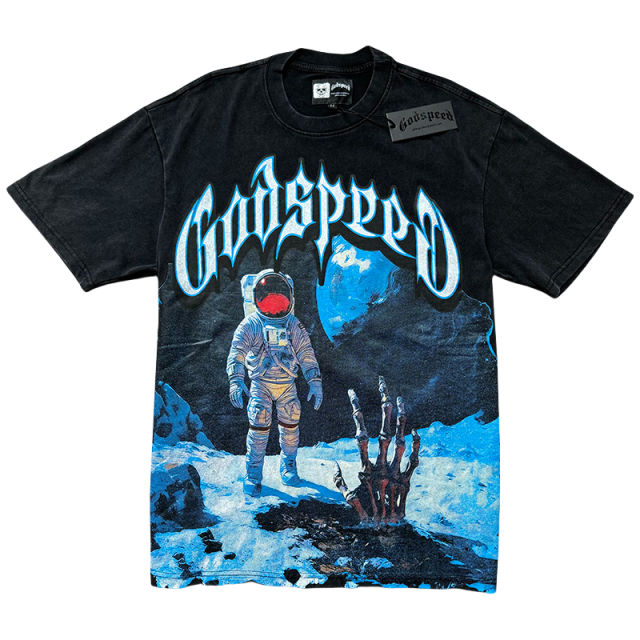 Godspeed Astronaut Moon Landing Devil's Paw Print Washed Version Tee 2 colors