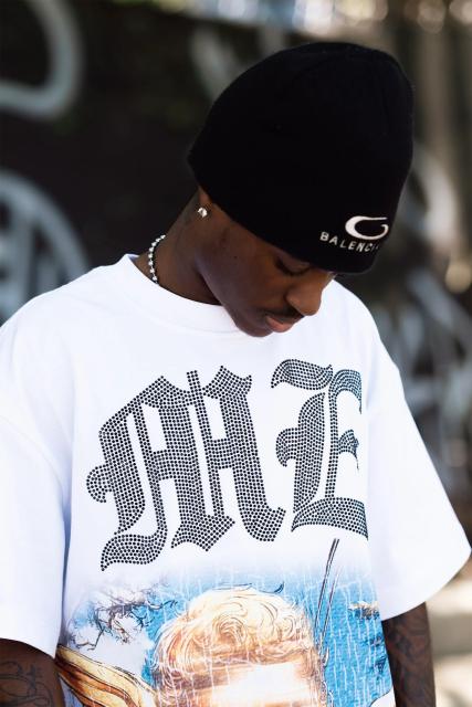 Mixed Emotion Rhinestone Letter Angel Print Tee