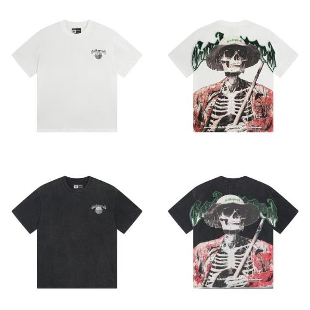 Godspeed Skull Farmer T-Shirt White Black