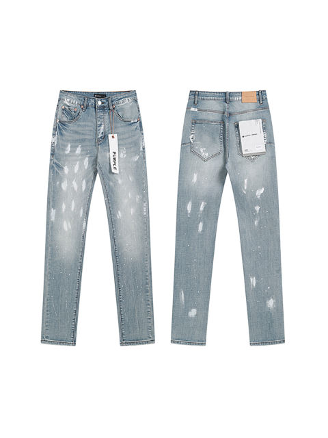 Purple White Paint Splattered Jeans
