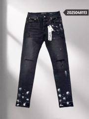 1:1 quality version Purple Splash Ink Print Jeans