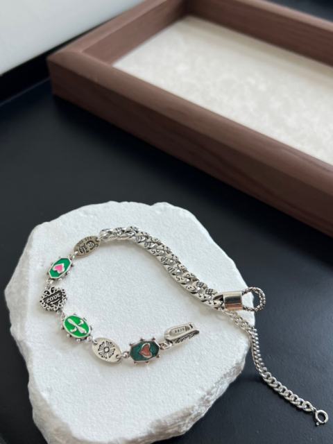 Enameled Reversible Silver Bracelet