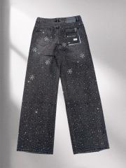 1:1 quality version Purple Diamond Flower Wide Leg Jeans
