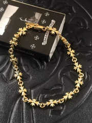 1:1 quality version Sterling Silver Gold Plated Cross Bracelet