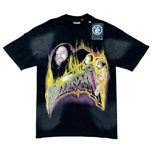 Hellstar Flame grab Print Washed Version Tee