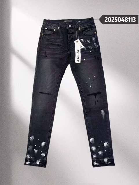 1:1 quality version Purple Splash Ink Print Jeans