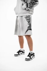 Mixed Emotion Side Letter Print Vintage Cut-Off Shorts