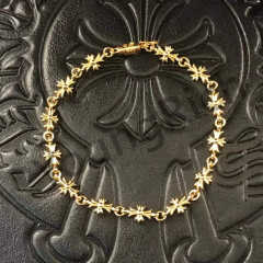 1:1 quality version Sterling Silver Gold Plated Cross Bracelet