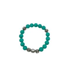 Natural turquoise silver bead bracelet