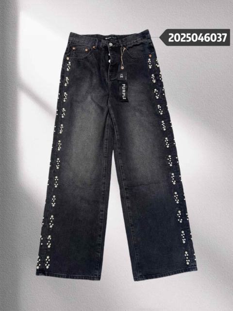 1:1 quality version Purple Side Beaded Wide Leg Jeans