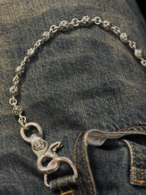 Pure Silver Crossed Flower Ball Buckle Waist Pants Chain