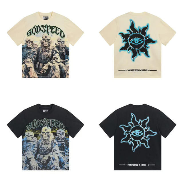 Godspeed Skull T-Shirt Beige Black