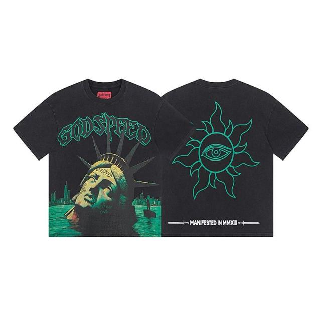 Godspeed Statue of Liberty T-Shirt Beige Black