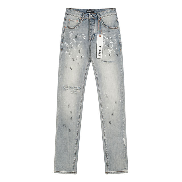 Purple Black and White Splash Jeans