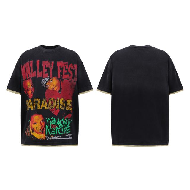 Vale Forever Cracked Portrait Letter Print Washed Version Tee
